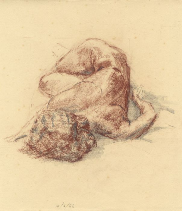 Geoffrey Richard Mortimer - 1966 Pastel, Study of a Sleeping Nude