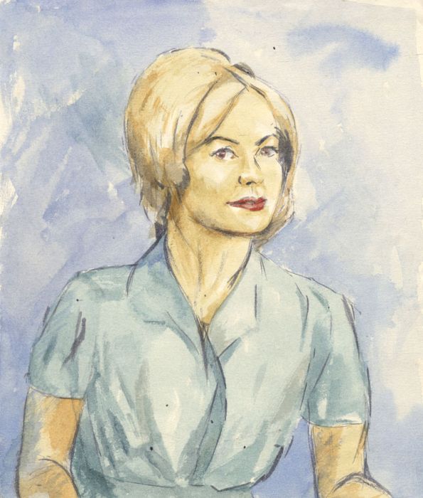 Geoffrey Richard Mortimer - Mid 20th Century Watercolour, Woman in Blue Blouse