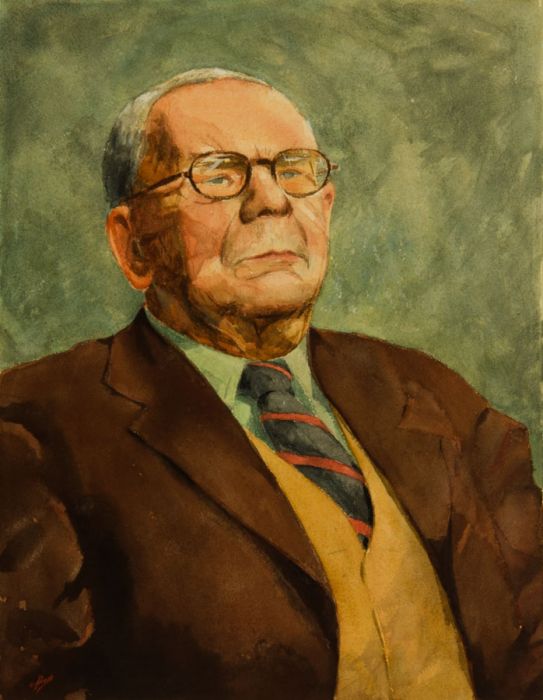 Geoffrey Richard Mortimer - 1960 Gouache, Portrait of H. Bays Esq.