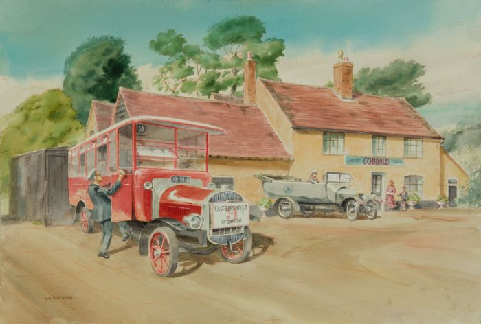 Geoffrey Richard Mortimer - Mid 20th Century Watercolour, Bus to East Bergholt