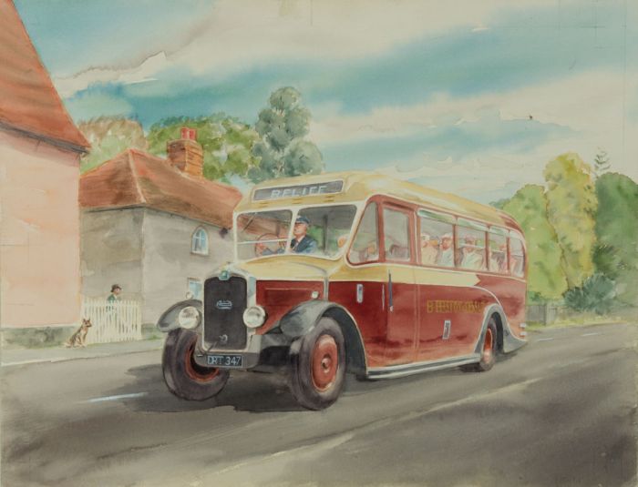 Geoffrey Richard Mortimer - Mid 20th Century Watercolour, Bus with Passengers