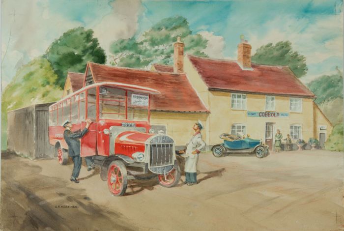 Geoffrey Richard Mortimer - Mid 20th Century Watercolour, Bus to Ipswich