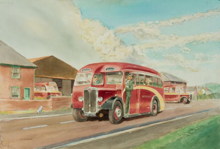 Geoffrey Richard Mortimer - Mid 20th Century Watercolour, Bus to Ipswich