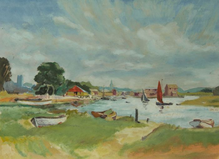 After Jack Merriott - Contemporary Over-Painted Print, Woodbridge, Suffolk