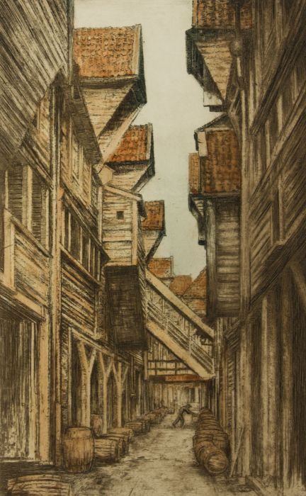 Arent Christensen (1894-1982) - 20th Century Etching, Street Scene
