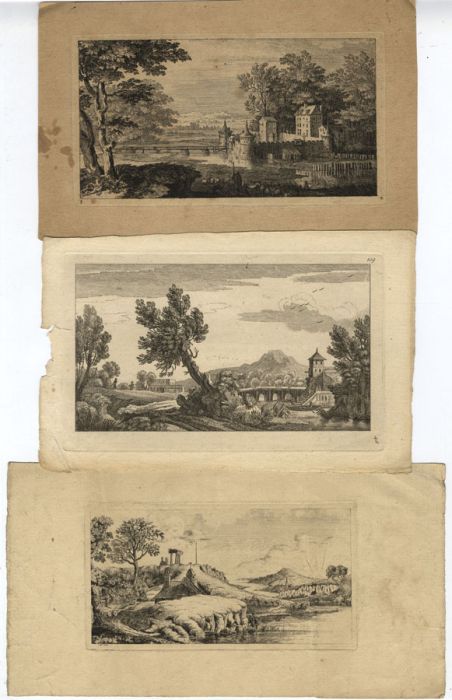 A Set of Three 18th Century Etchings - Landscape Views