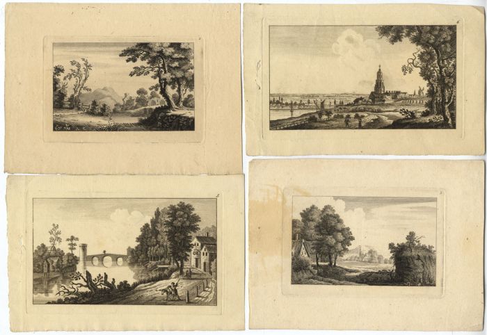 A set of Four 18th Century Etching - Country Views