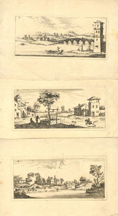 François Vivares - A set of three 18th Century Etching, Landscape Views