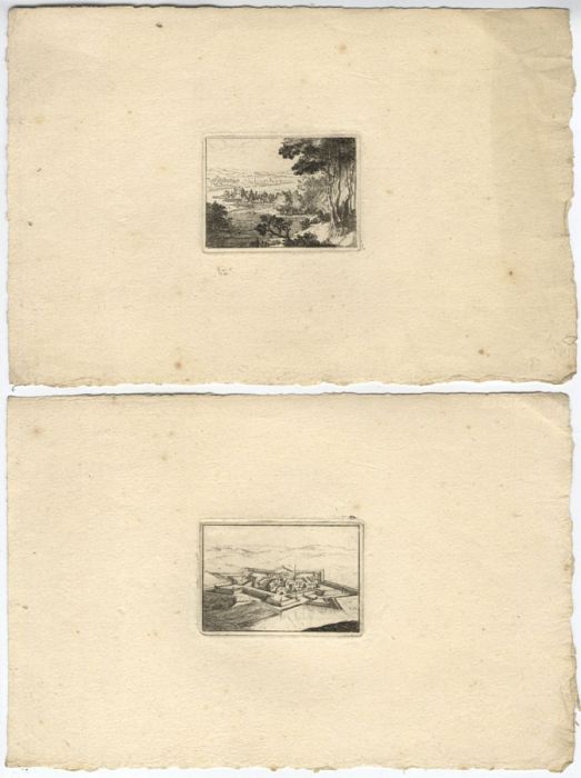 A set of five small 18th Century Etching - Landscape Views