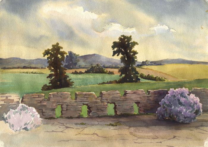 P.M. Evans - Mid 20th Century Watercolour, Three Studies of a Garden