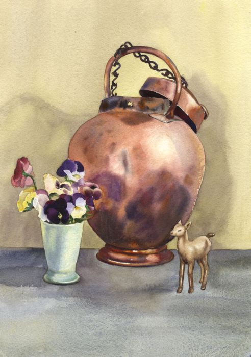 P.M. Evans - Mid 20th Century Watercolour, Still Life with Pansies