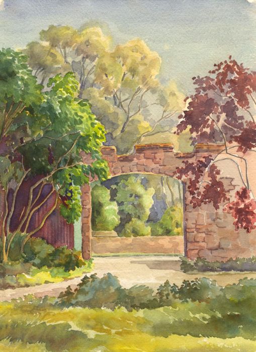 P.M. Evans - Mid 20th Century Watercolour, Garden View