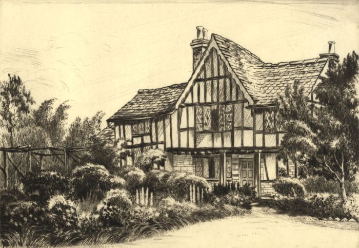 J. Francis Smith - Mid 20th Century Etching, The Old Almonry, Evesham