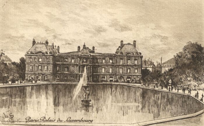 L.G. - Mid 20th Century Etching, Paris Palais du Luxembourg