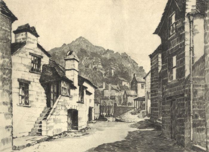 J.H. Wiley - 20th Century Etching, The Jew's House Polperro