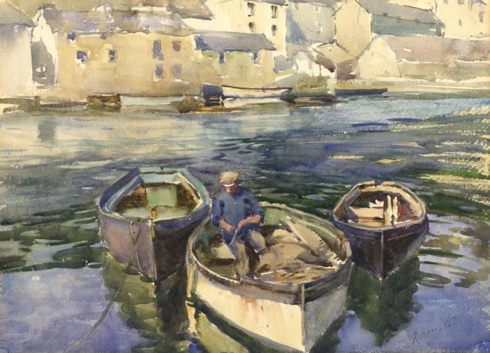 G Brampton - 20th Century Watercolour, Rowing Boats on a River in Summer