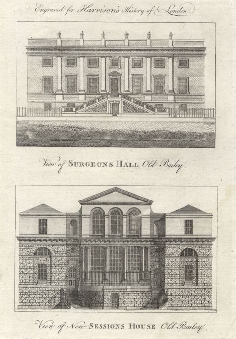 1775 Engraving - View of Surgeons Hall Old Bailey