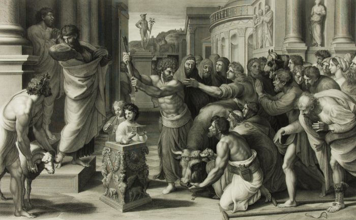 T. Holloway after Raphael - 1828 Engraving, Paul and Barnabas at Lystra