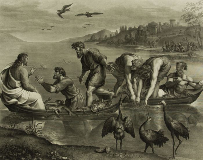 T. Holloway after Raphael - 1824 Engraving, The Miraculous Draught of Fishes