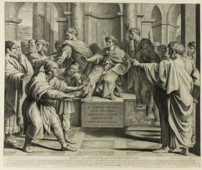 Nicolas Dorigny after Raphael - 18th Century Engraving, The Blinding of Elymas