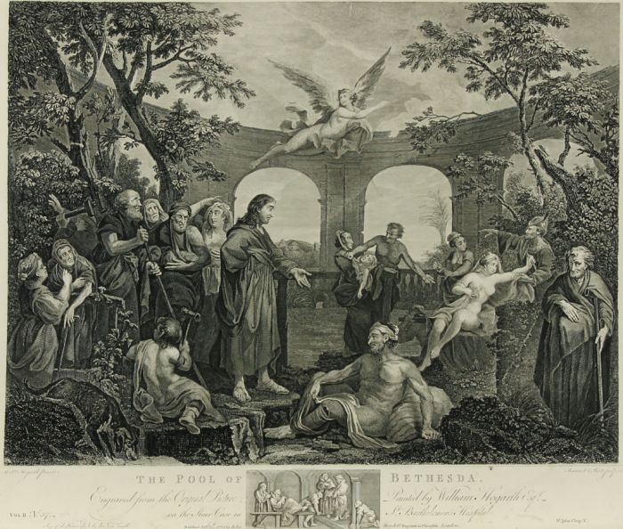 After William Hogarth - 19th Century Engraving, The Pool of Bethesda