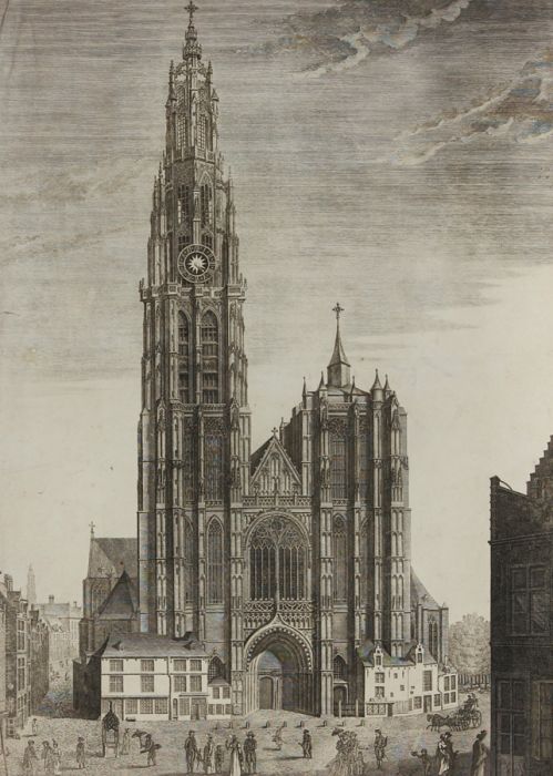 19th Century Etching - Eglise De Notre Dame A Anvers