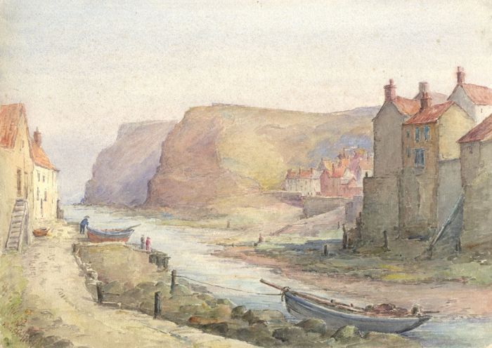 James Allen Shuffrey BWS (1859 - 1939) - 1913 Watercolour, Staithes Yorkshire