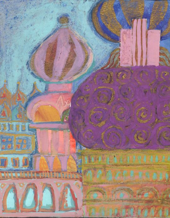 Contemporary Mixed Media - Rooftops of Indian Palaces