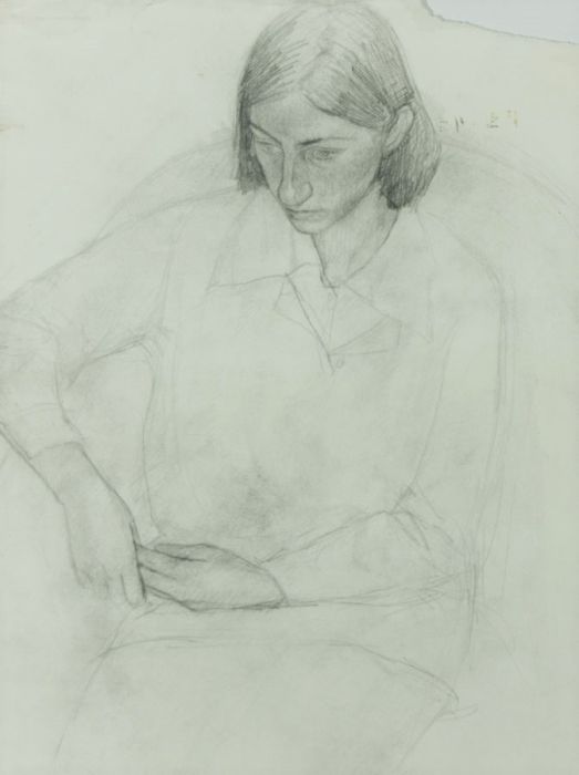 Mark Ivan Clark - Contemporary Graphite Drawing, Seated Woman