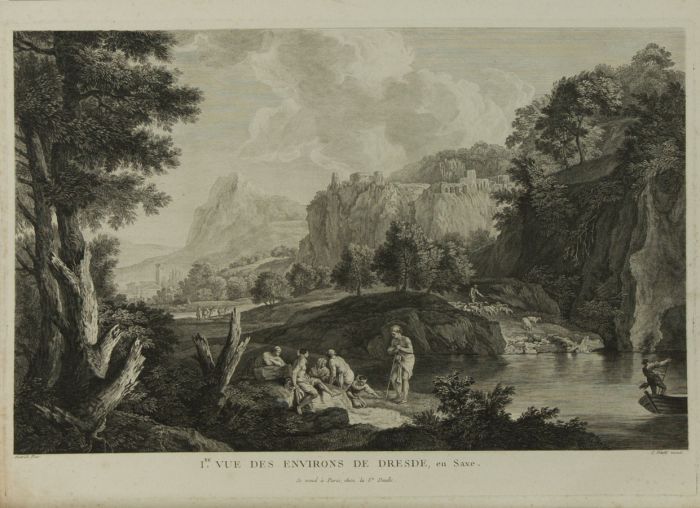 Jean Daullé (1703-1763) - 18th Century Engraving, Vue des Environs de Dresde