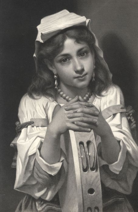 H. Bourne - Mid 19th Century Engraving, The Tambourine Girl