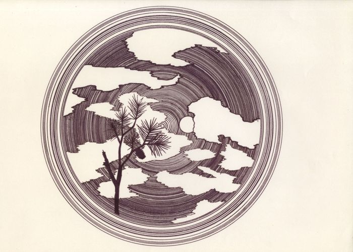 Contemporary Pen and Ink Drawing - Night Sky