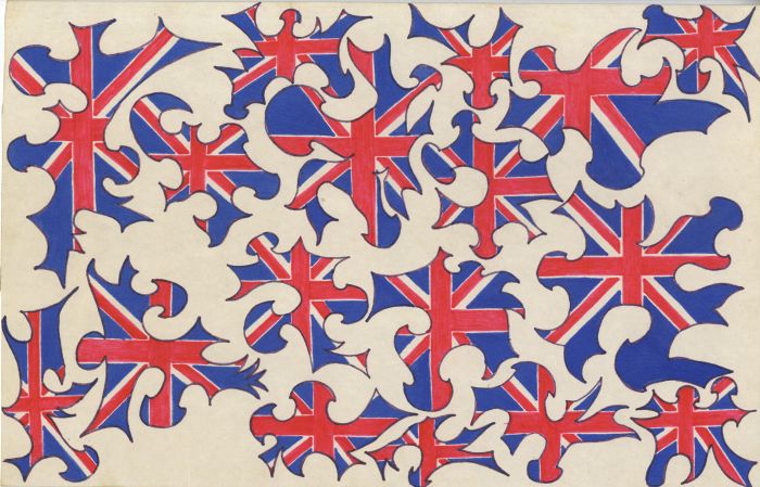 Set of Three Contemporary Pen and Ink Drawing - Flag Designs