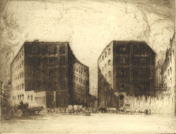 Early 20th Century Etching - Burcess Tobacco Bonded Warehouse