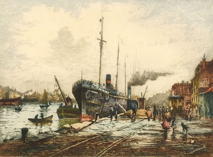 Early 20th Century Etching - Dockside
