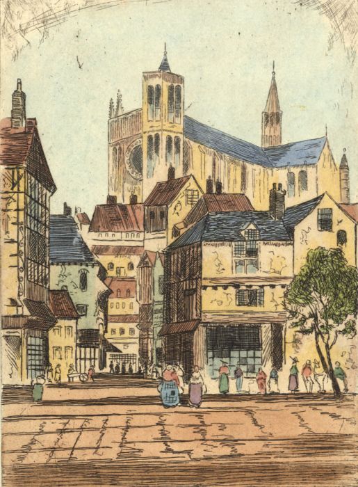 Early 20th Century Etching - Town View