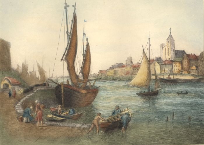 Early 20th Century Etching - Riverside in Brittany