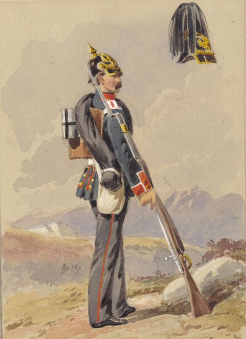 Very Fine Mid 19th Century Watercolour - 1st Brandenburg Grenadier Regiment