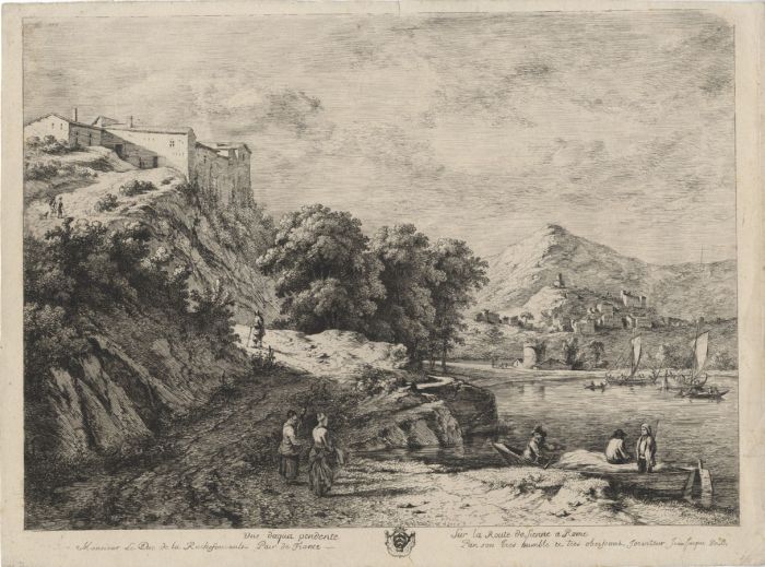 Jean-Jacques Boissieu - 19th Century Etching, la Route de Sienne a Rome