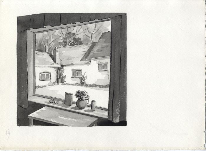 P.M. Evans - Mid 20th Century Watercolour, A Manor House and Views from Windows
