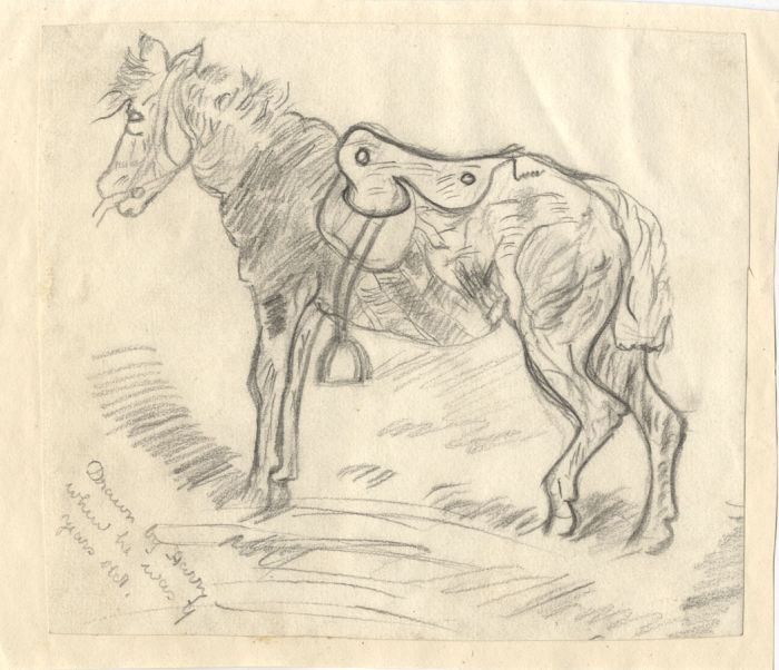 Henry Baines - 19th Century Graphite Drawing, Equestrian Study 