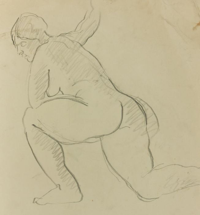 Elinor Bellingham-Smith - Early 20th Century Graphite Drawing, Nude on one Knee