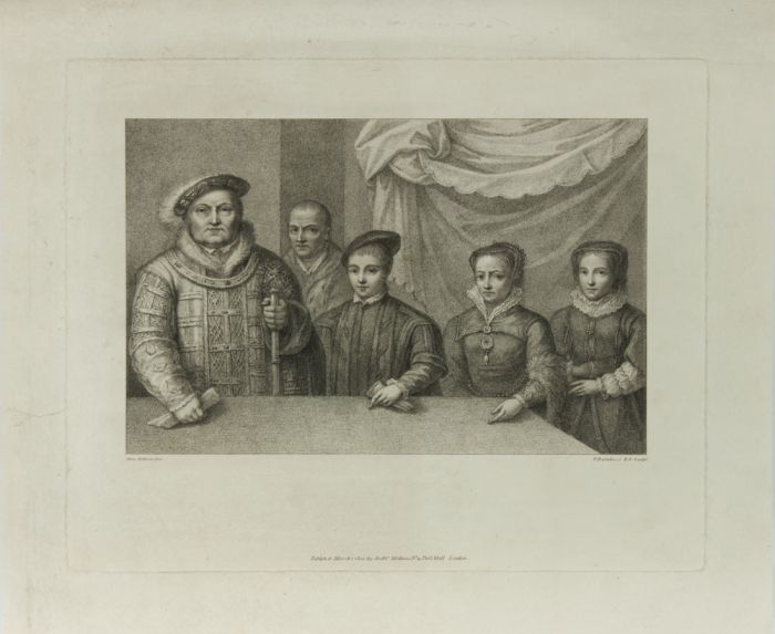 F. Bartolozzi - Original and Rare 1800 Engraving, Henry VIII and His Children