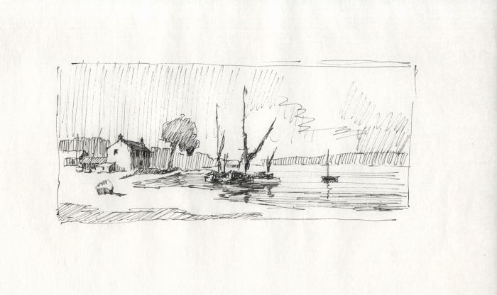 Sydney Vale FRSA - Mid 20th Century Pen and Ink Drawing, Coastal View
