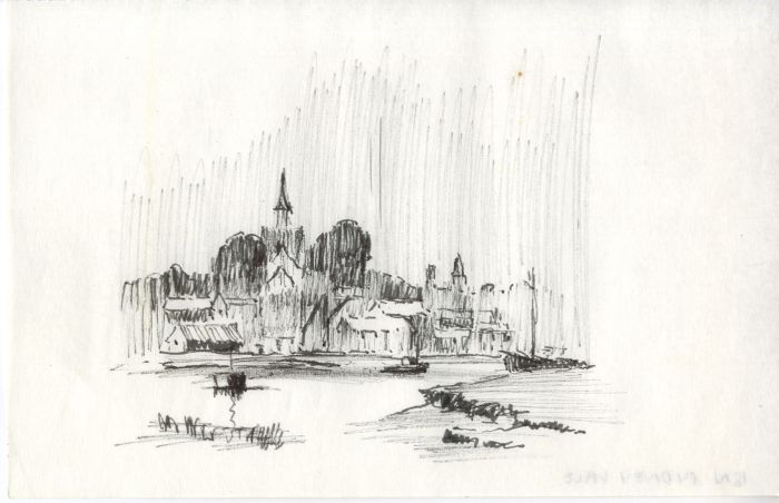 Sydney Vale FRSA - Mid 20th Century Pen and Ink Drawing, Village View