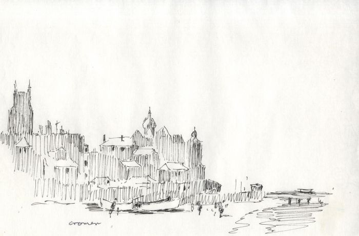 Sydney Vale FRSA - A Pair of Mid 20th Century Pen and Ink Drawings, Cromer