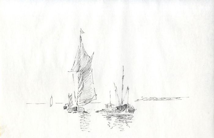 Sydney Vale FRSA - A Pair of Mid 20th Century Pen and Ink Drawings, Sailing Boat