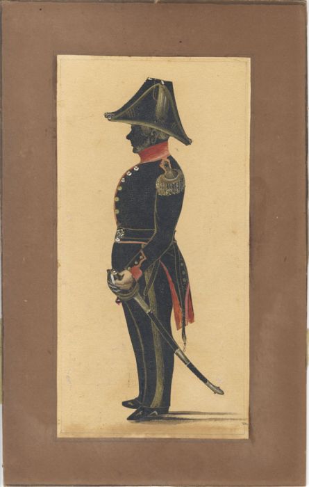 J.H - 1840 Cut Paper, Collage Silhouette of an Officer