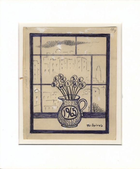 Eugen Spiro  - Mid 20th Century Pen and Ink Drawing, Jug of Flowers by a Window
