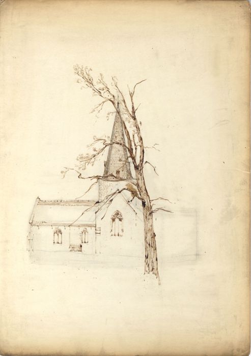 Austin Blomfield - Mid 20th Century Pen and Ink Drawing, Study of a Church